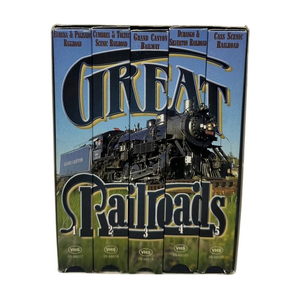 Vtg Great Railroads VHS 2000 5-Tape Set Trains Collectors Series Good Times